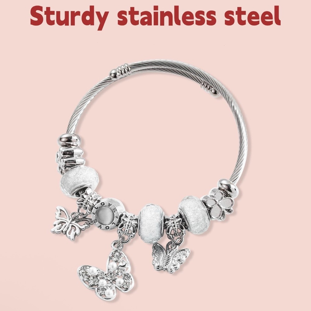 Elegant Silver butterfly Charm Bracelet